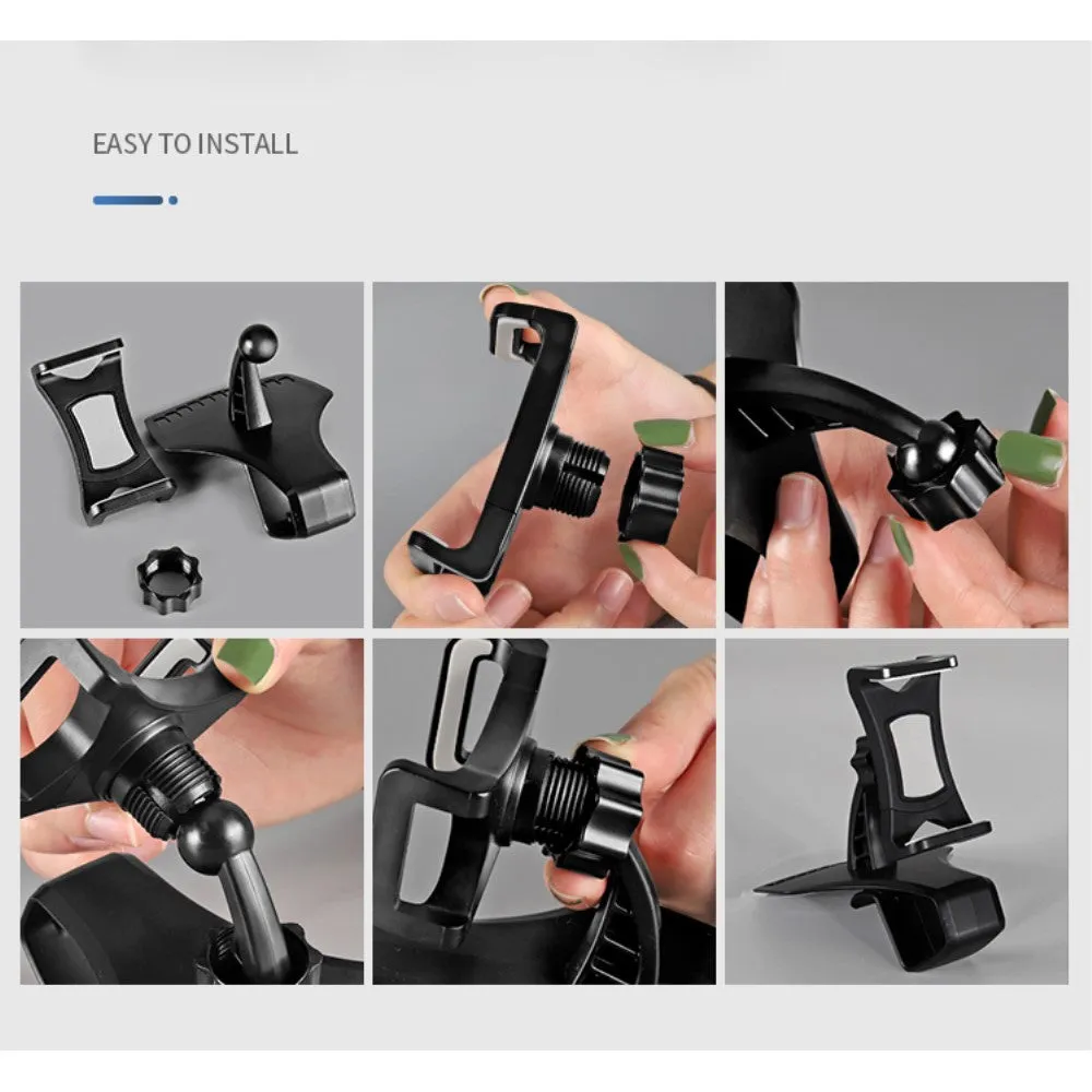 3 in 1 Car GPS Smartphone Holder: Dashboard / Visor Clamp   AC Grid Clip for LG D227 L III L50 Sporty TV Dual - Black