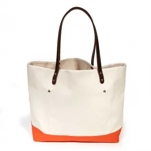 All Day Canvas Bucket Tote-Natural/Flame Orange