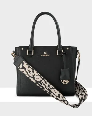 Angie Medium 3 Compartment Satchel Bag   Leopard Bag Strap