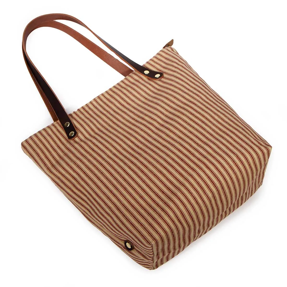 Barn Red Ticking Stripe Portfolio Tote