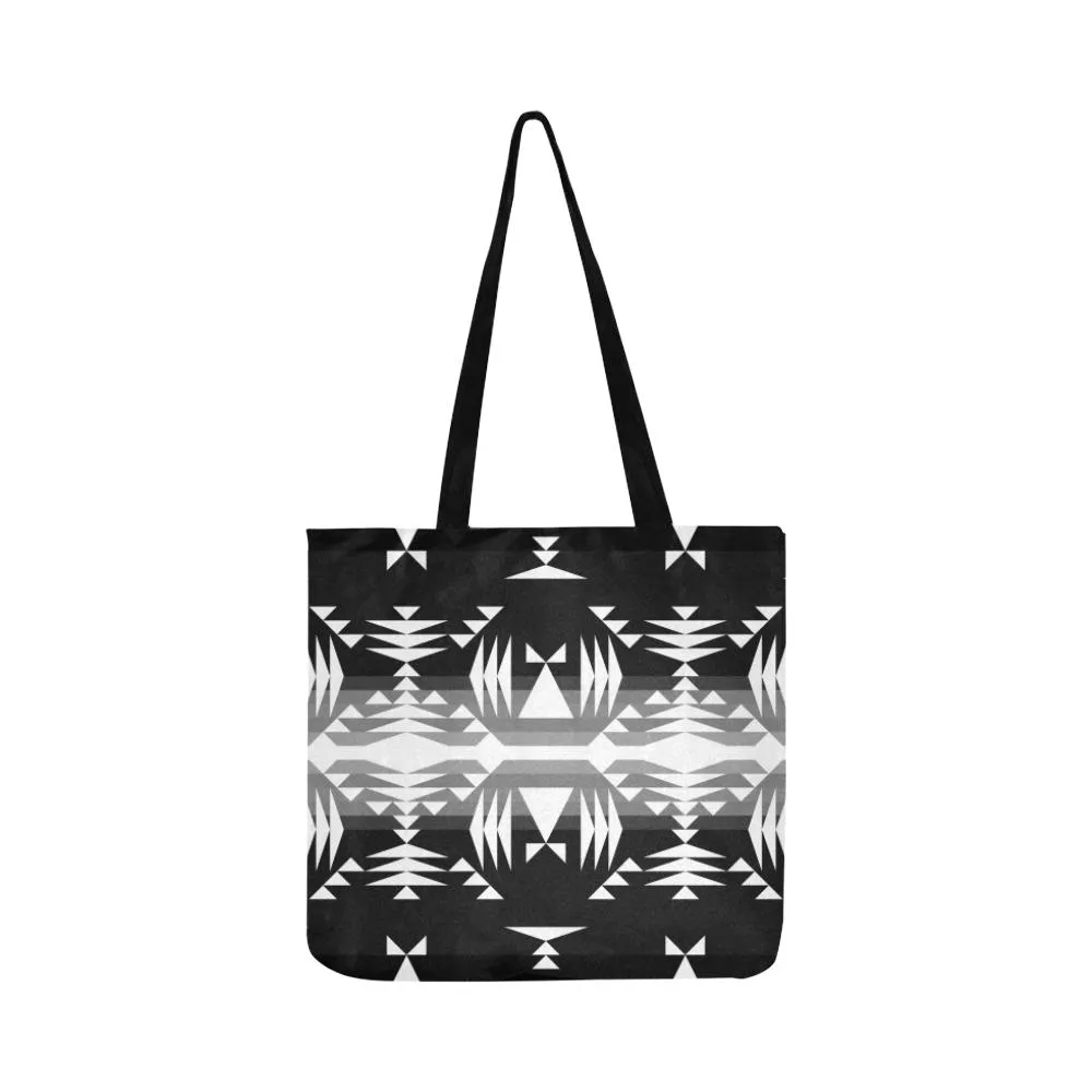 Between the Mountains Black and White Reusable Shopping Bag (Two sides)