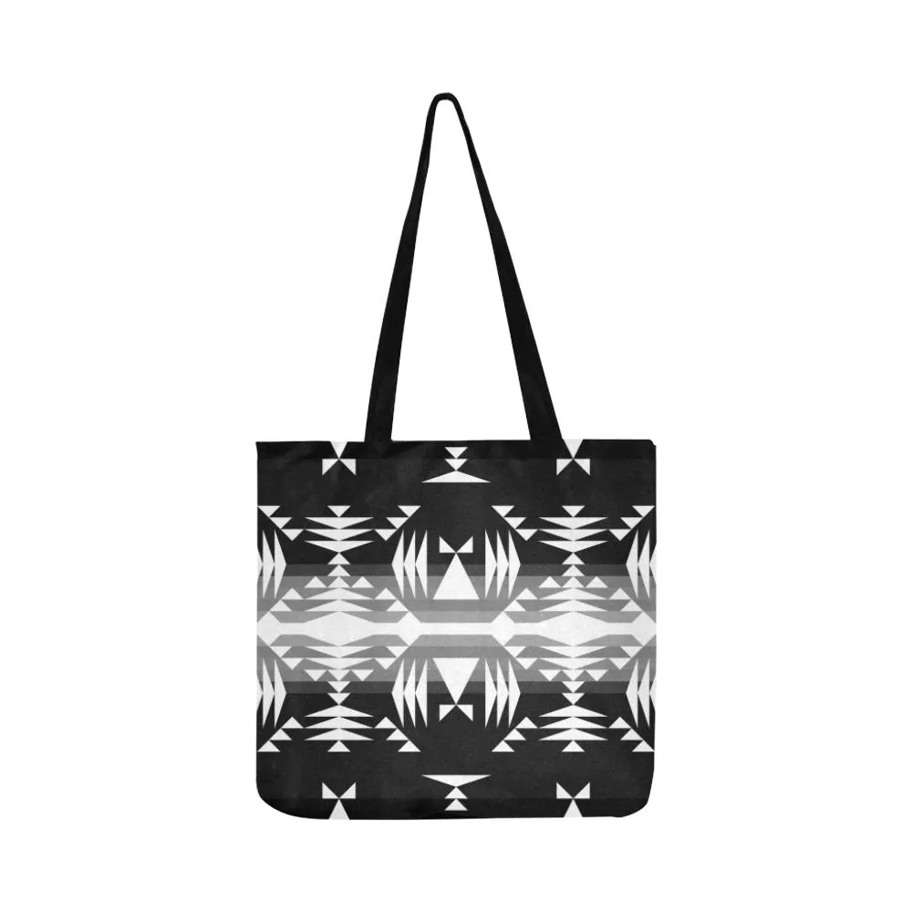 Between the Mountains Black and White Reusable Shopping Bag (Two sides)