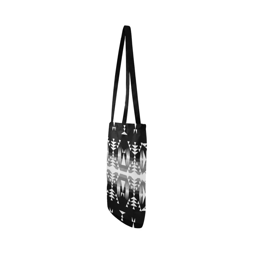 Between the Mountains Black and White Reusable Shopping Bag (Two sides)