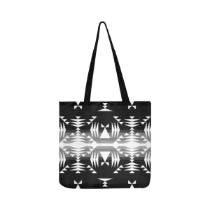 Between the Mountains Black and White Reusable Shopping Bag (Two sides)