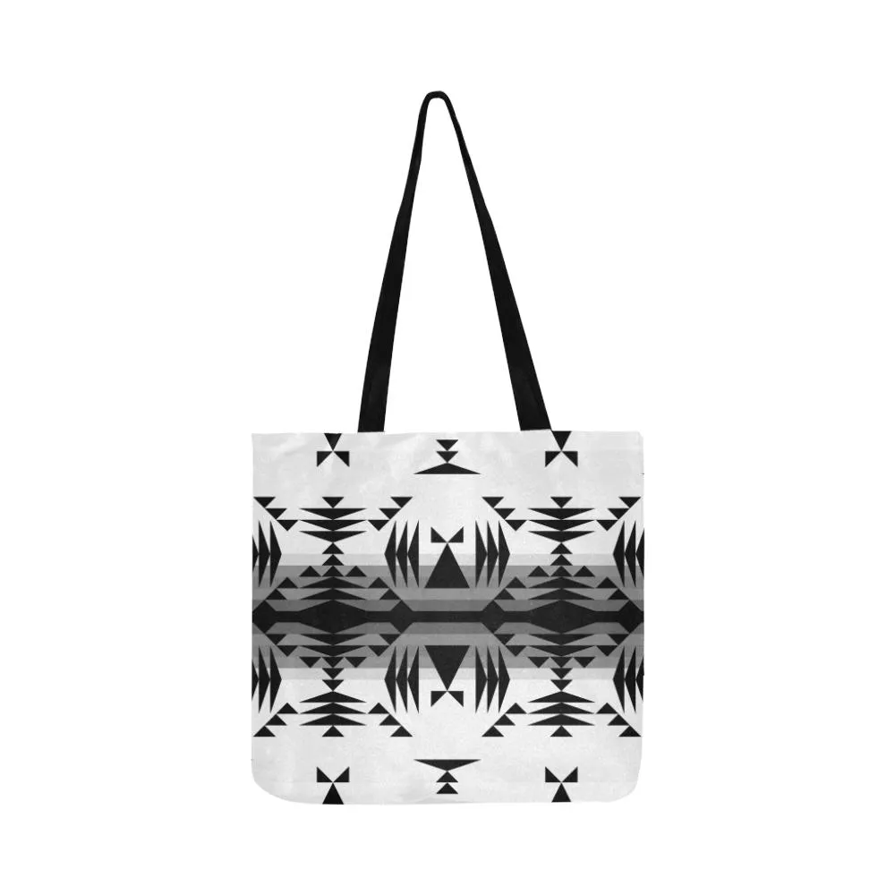 Between the Mountains White and Black Reusable Shopping Bag (Two sides)