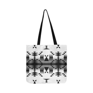 Between the Mountains White and Black Reusable Shopping Bag (Two sides)