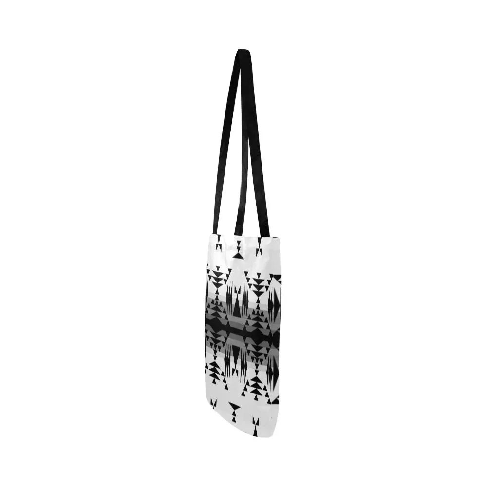 Between the Mountains White and Black Reusable Shopping Bag (Two sides)