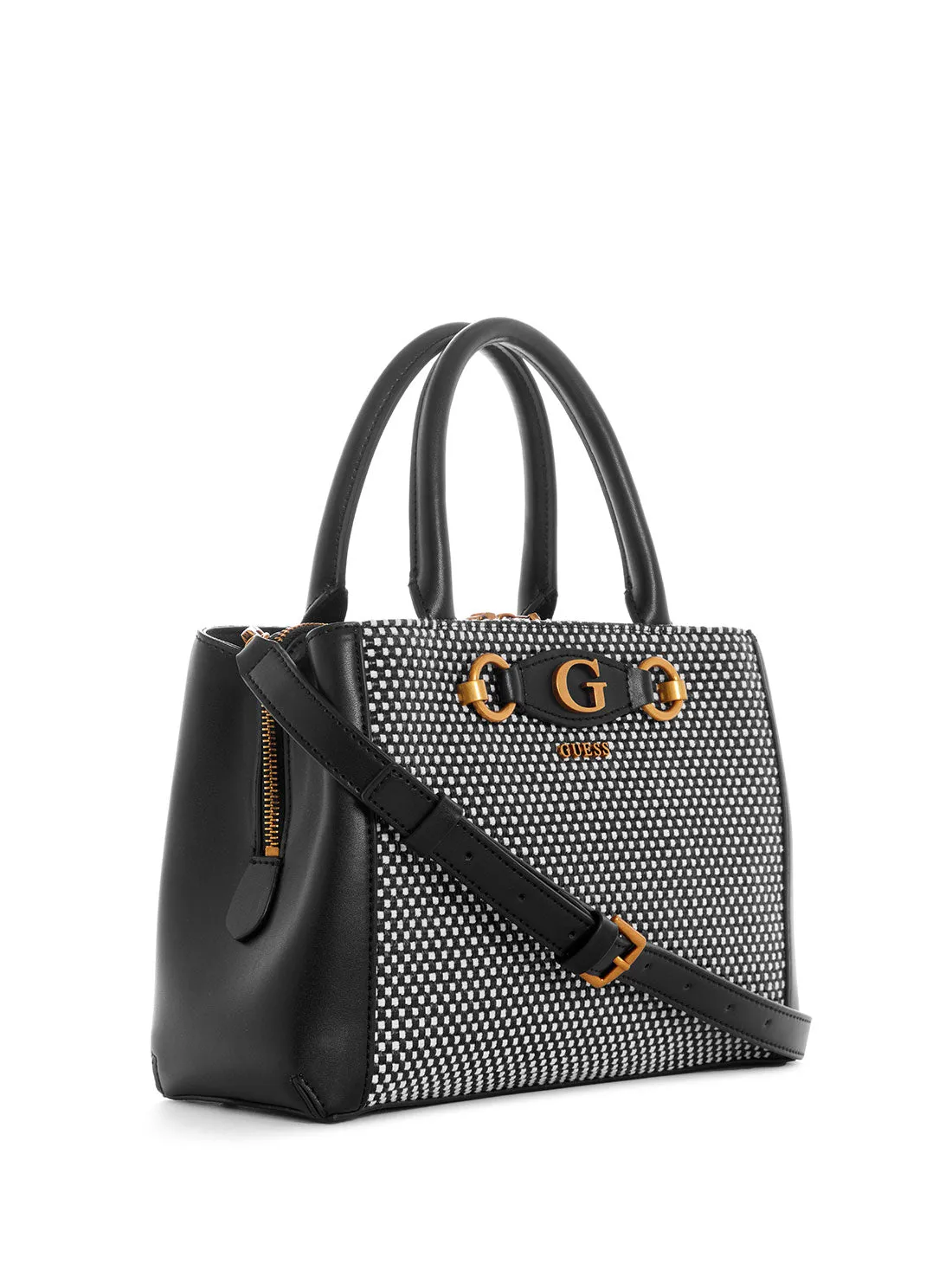 Black Raffia Izzy Small Girlfriend Satchel