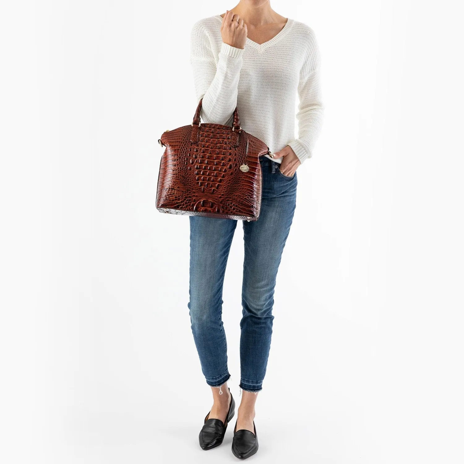 Brahmin Large Duxbury Satchel - Pecan Melbourne