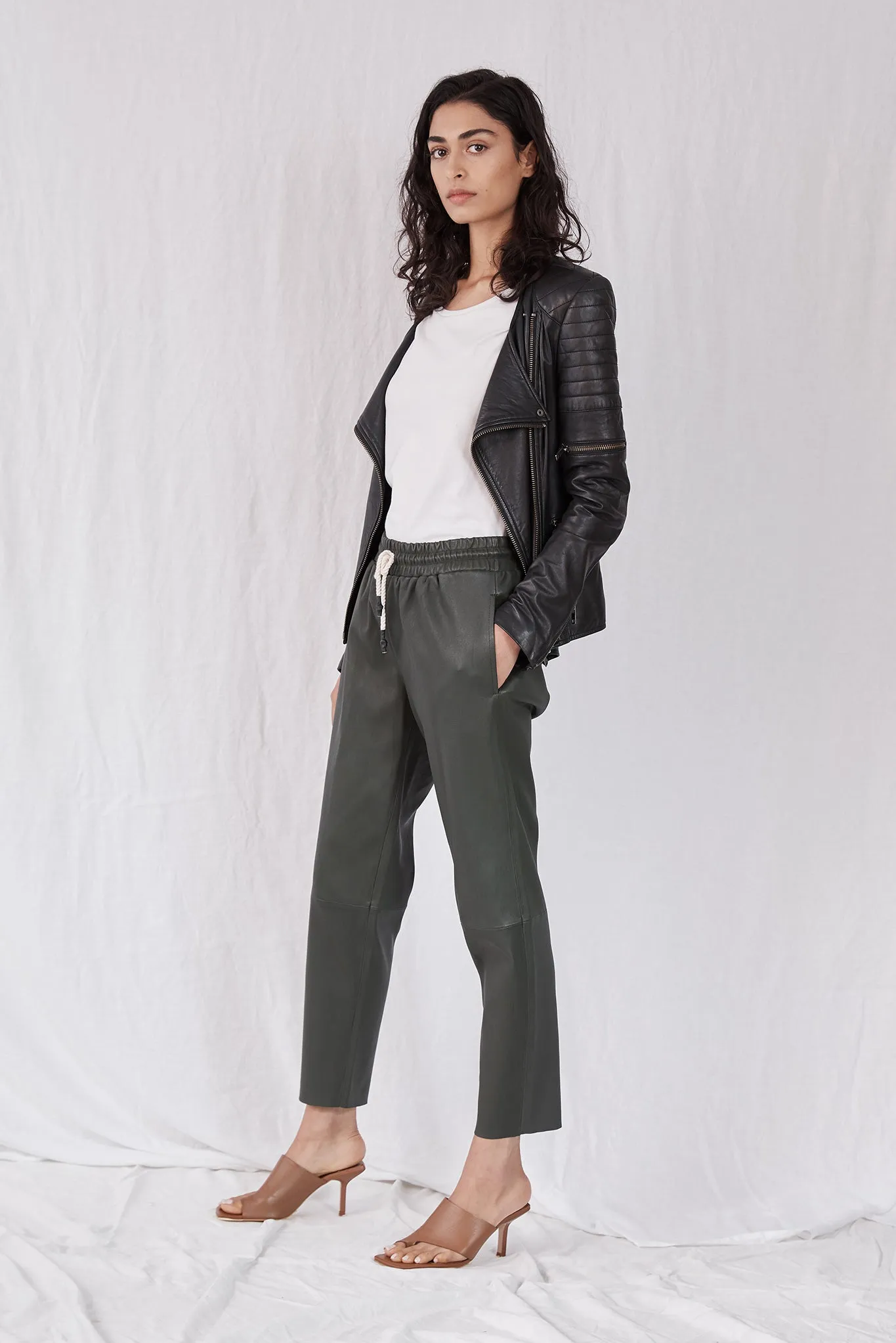 Downtown Track Pant Deep Depths Stretch Leather - SAMPLE