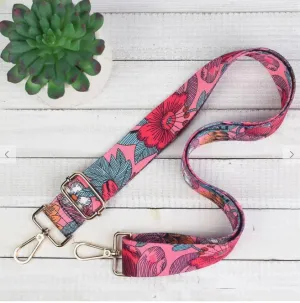 Floral Pink Guitar Strap