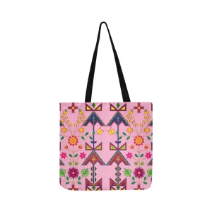 Geometric Floral Spring-Sunset Reusable Shopping Bag (Two sides)