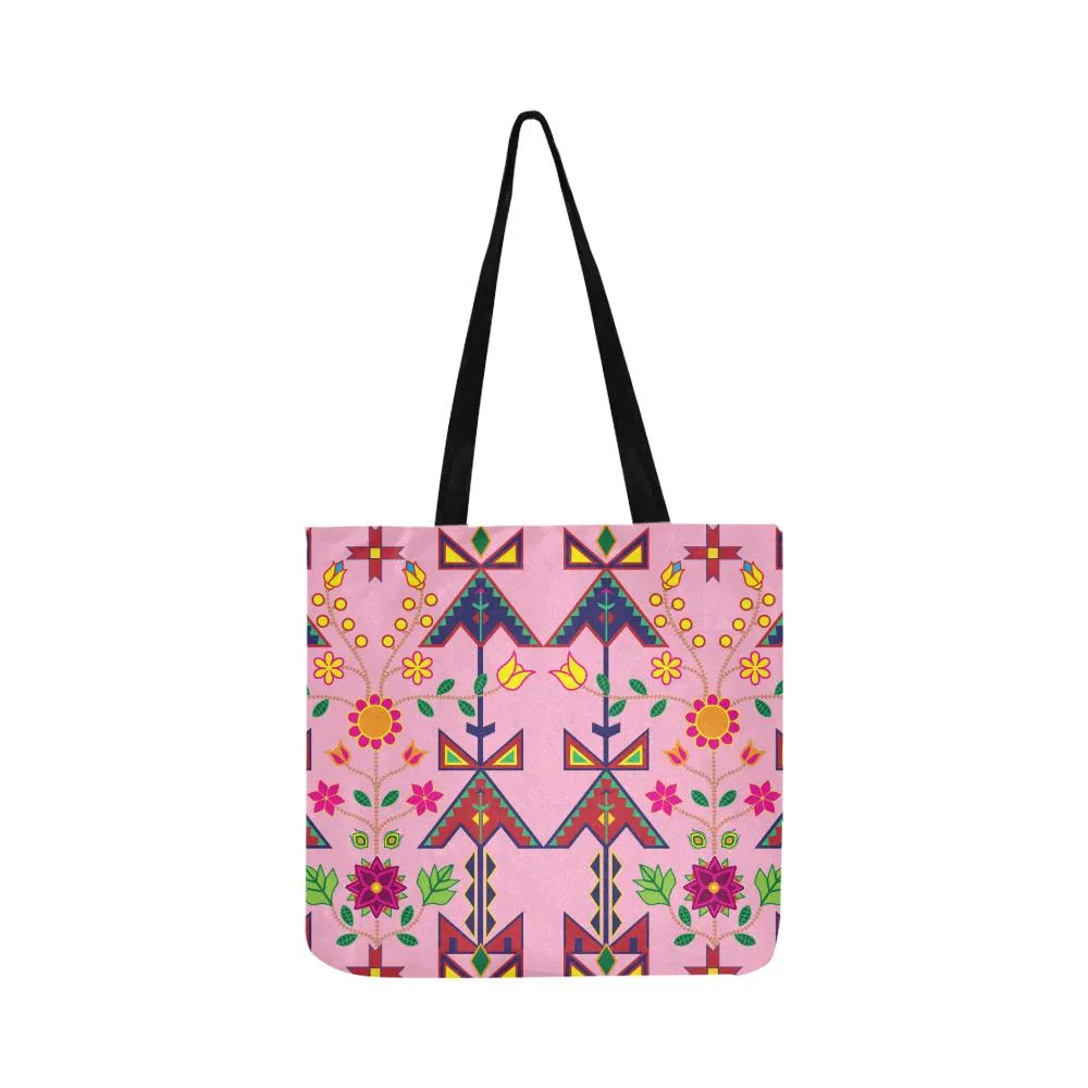 Geometric Floral Spring-Sunset Reusable Shopping Bag (Two sides)