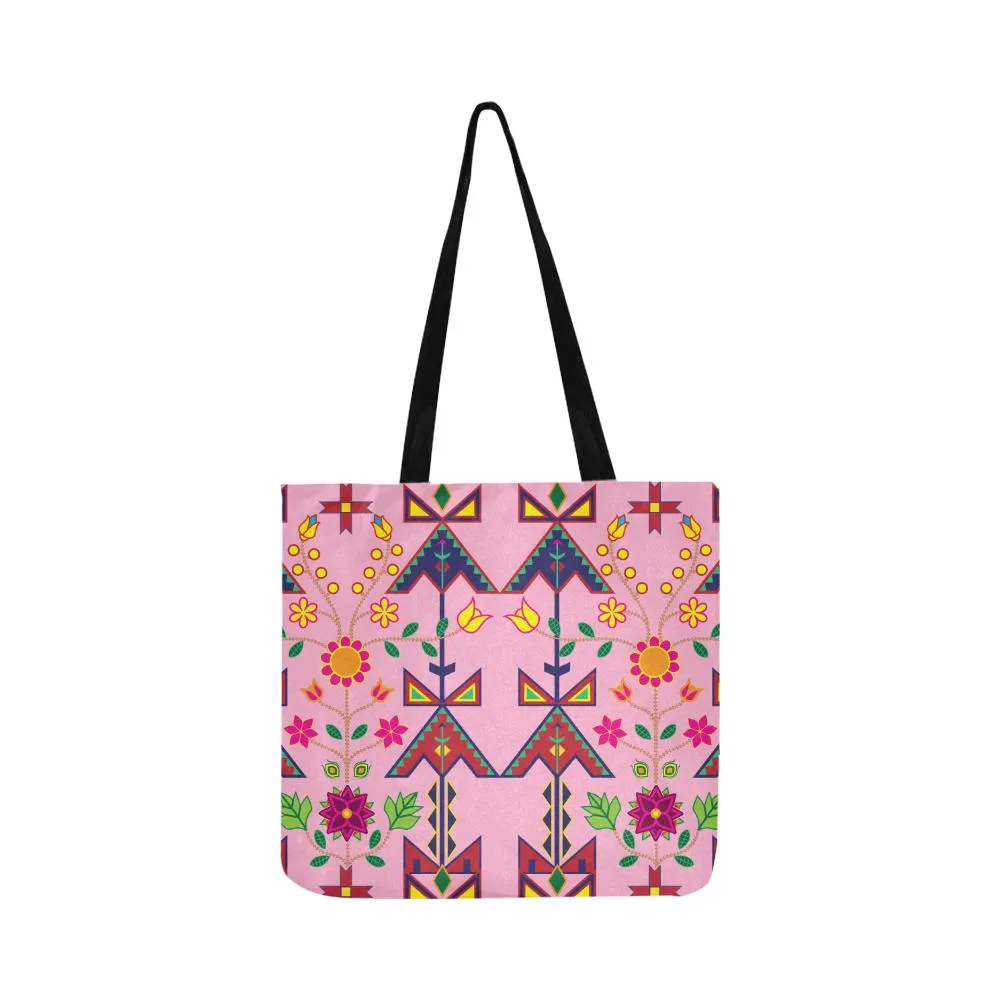 Geometric Floral Spring-Sunset Reusable Shopping Bag (Two sides)