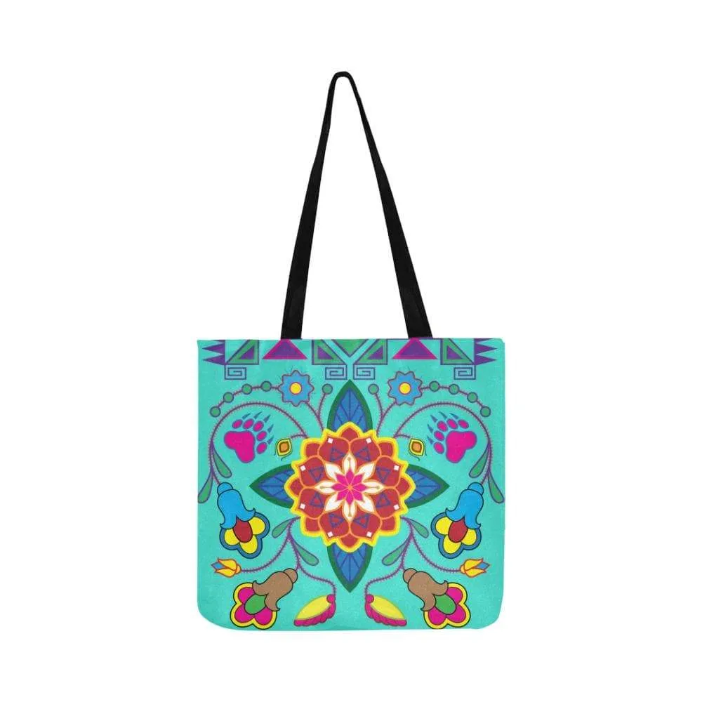 Geometric Floral Winter-Sky Reusable Shopping Bag (Two sides)