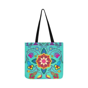 Geometric Floral Winter-Sky Reusable Shopping Bag (Two sides)