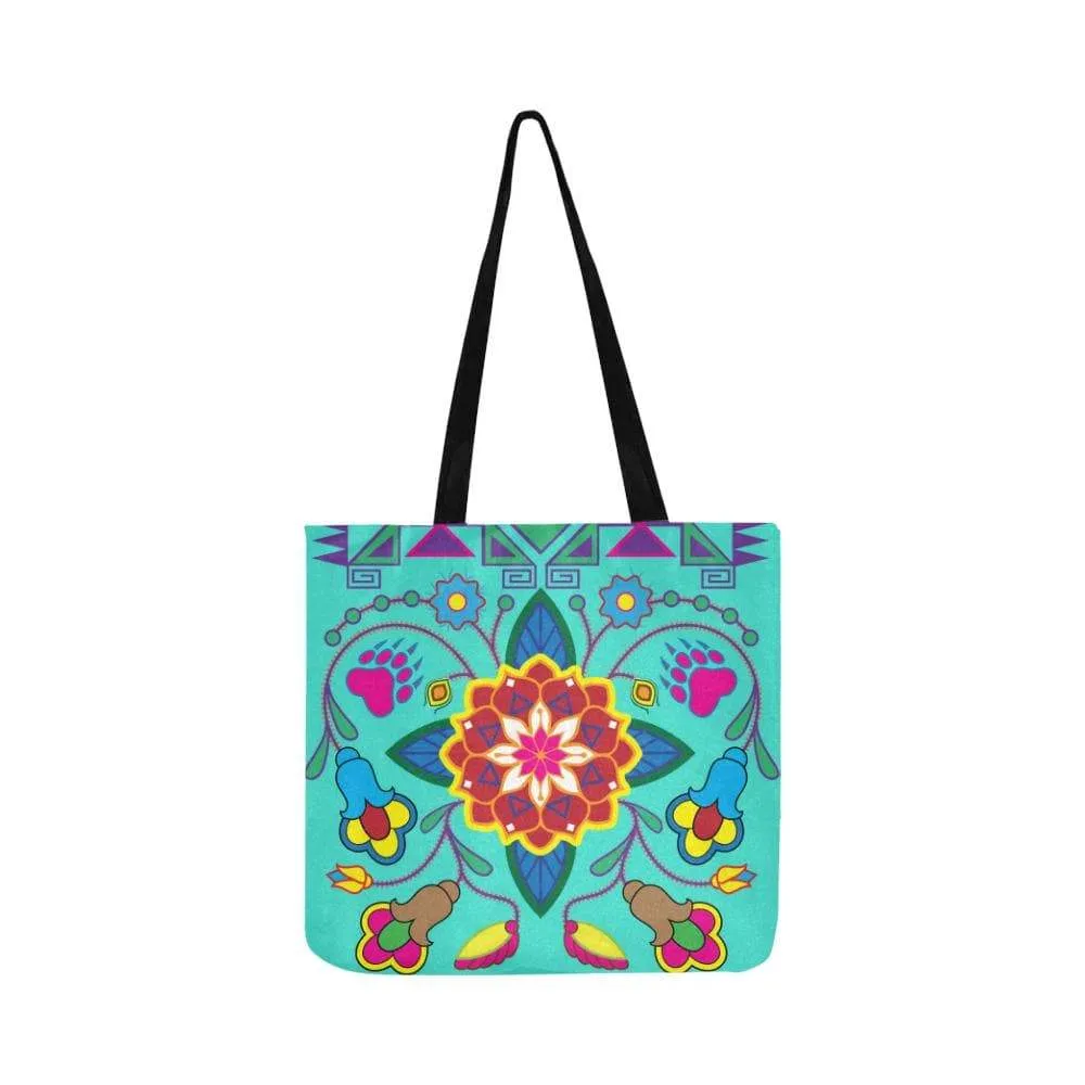 Geometric Floral Winter-Sky Reusable Shopping Bag (Two sides)