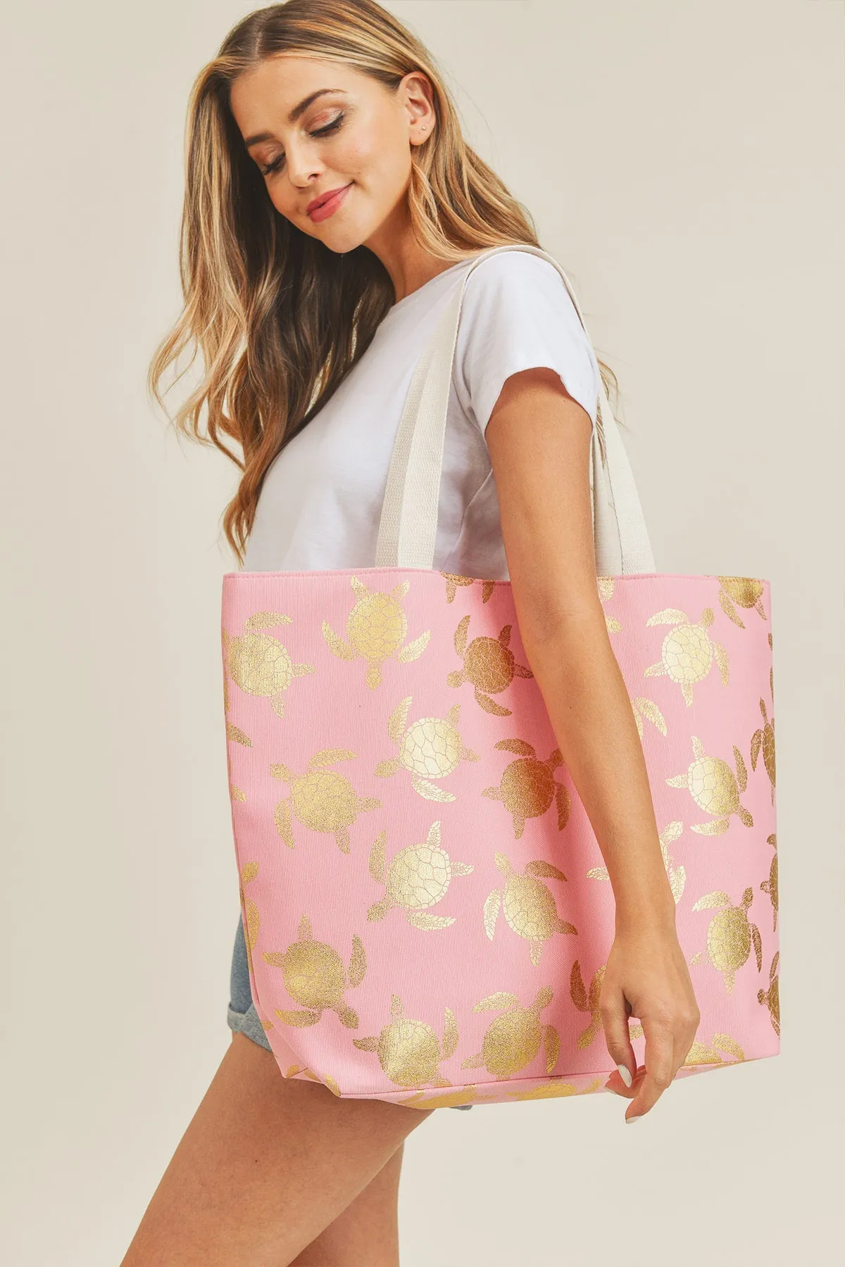 Gold Foil Turtle Tote Bag