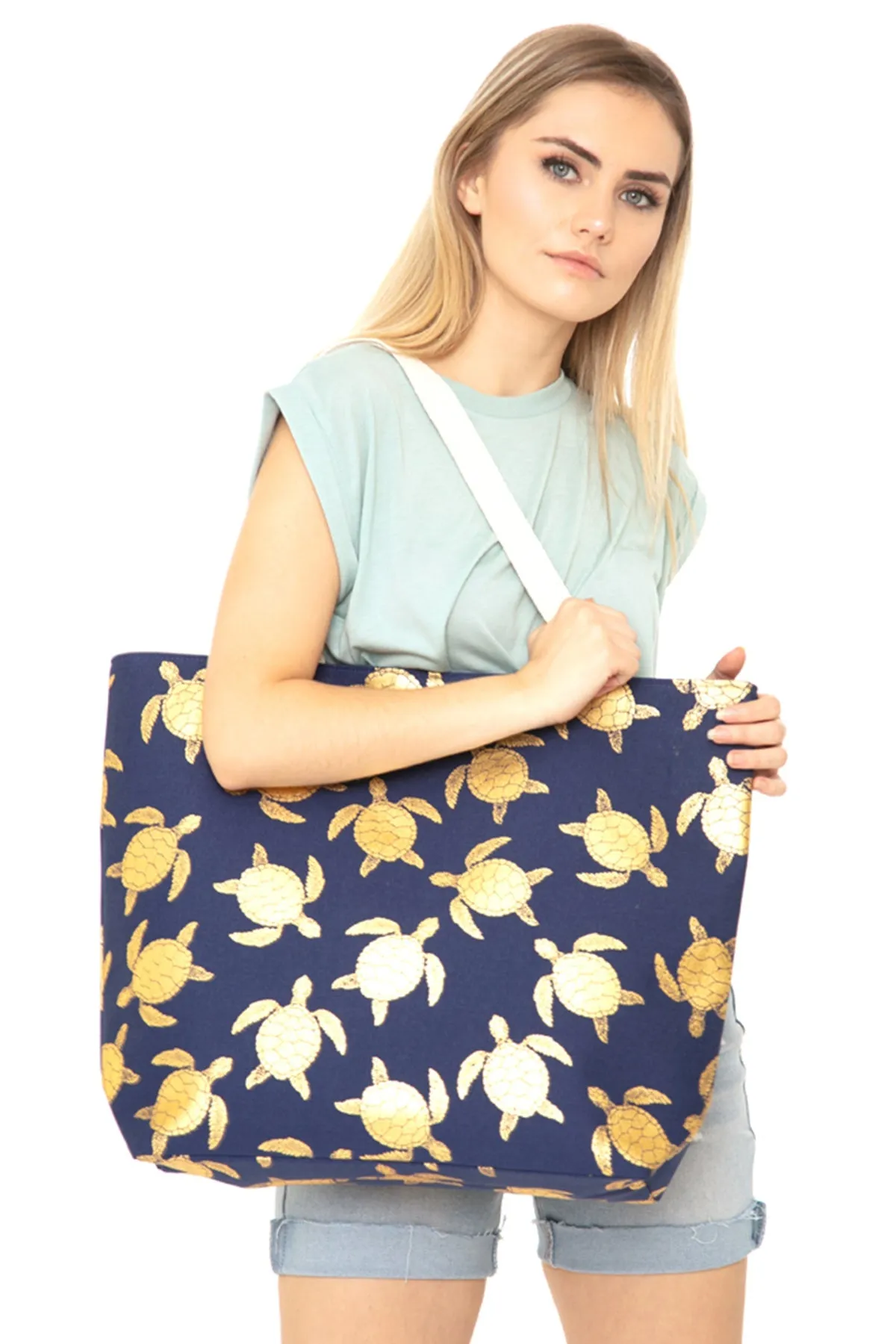 Gold Foil Turtle Tote Bag