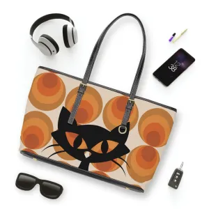 Groovy 70's Retro Orbs With Atomic Kitty Cat, Kitschy Fun Shoulder Bag