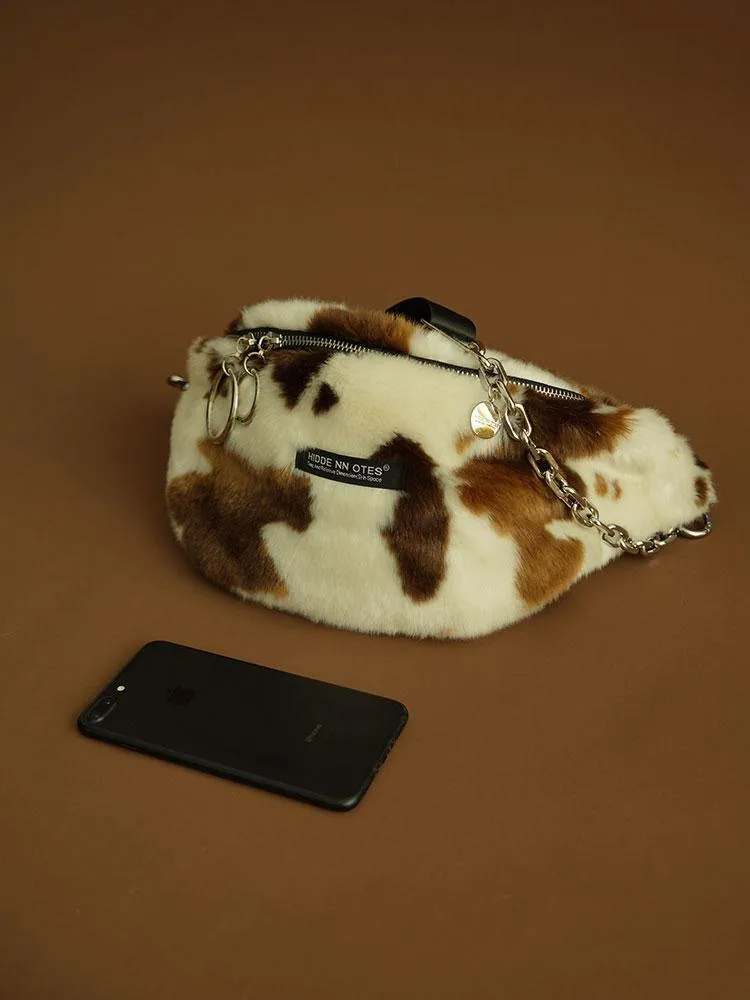 HIDDENNOTES Cow Print Faux Fur Crossbody Bag