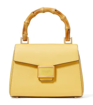 Katy Textured Leather Bamboo Small Top-handle Summer Daffodil