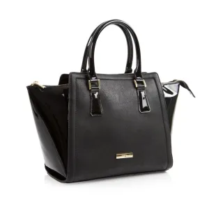 La Mode Winged Satchel - Black/Black Patent