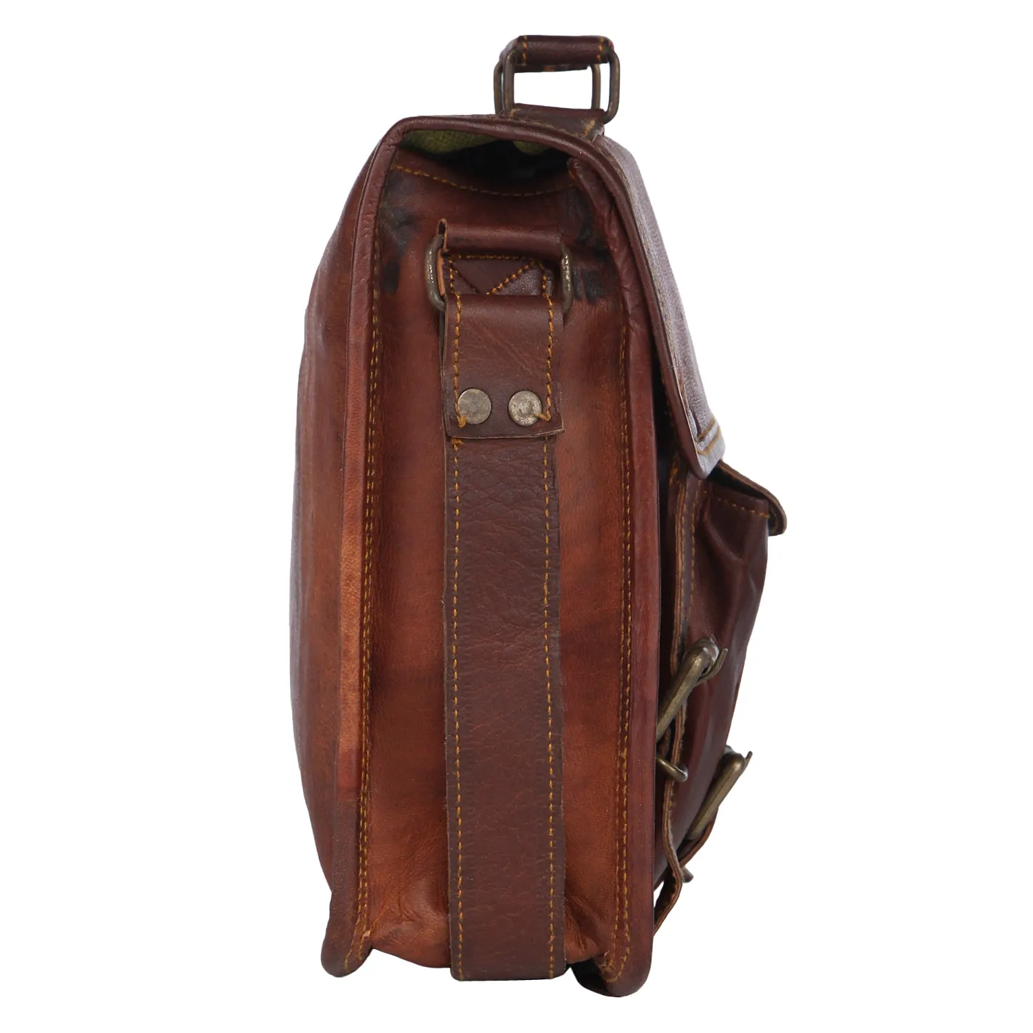 Light Brown Leather Satchel 13"
