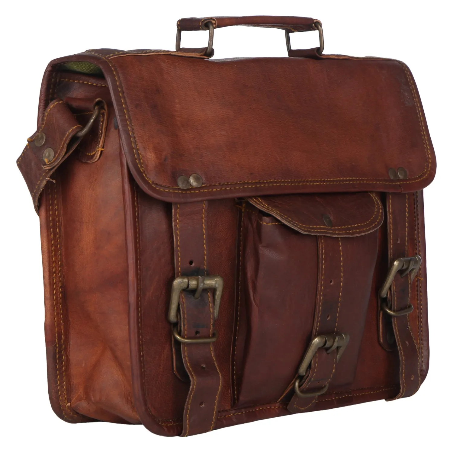 Light Brown Leather Satchel 13"