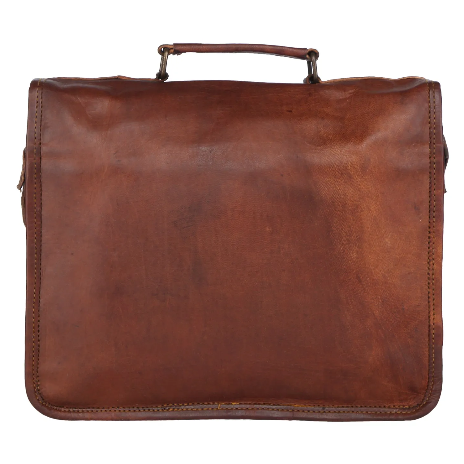 Light Brown Leather Satchel 13"