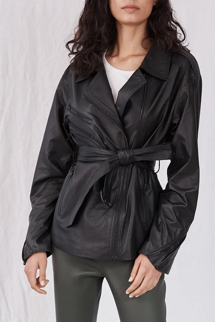 Ludlow Motor Leather Jacket 2.0 Feather Nappa Black Leather - SAMPLE