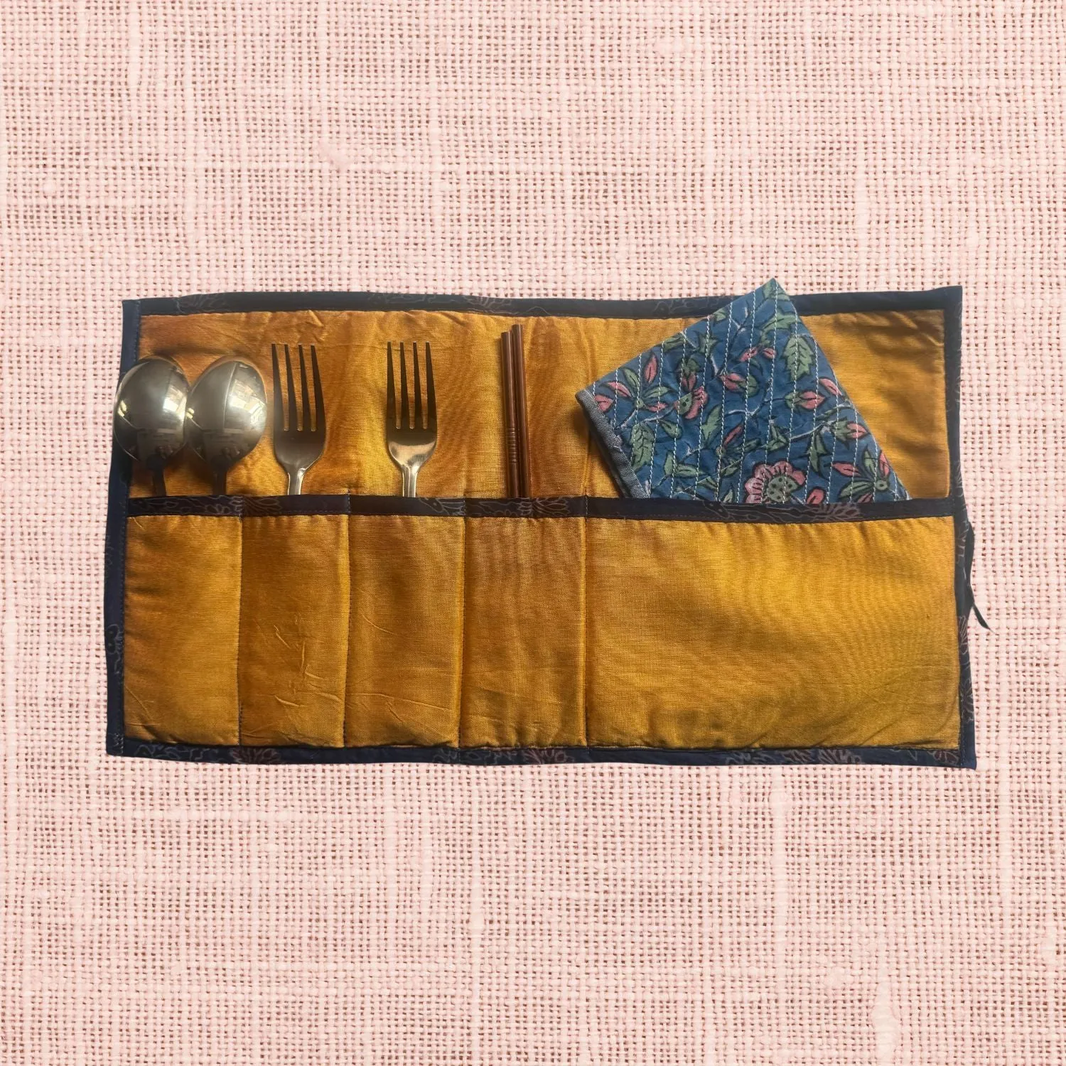 Multi Section Cotton Folder | Usage as Cutlery And Stationery Items | Patch Work