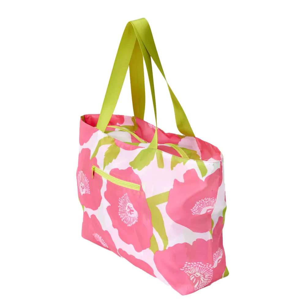 Poppies Pink Splash Proof Beach Bag