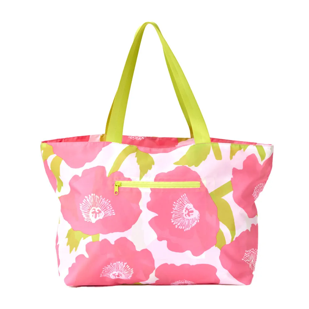Poppies Pink Splash Proof Beach Bag