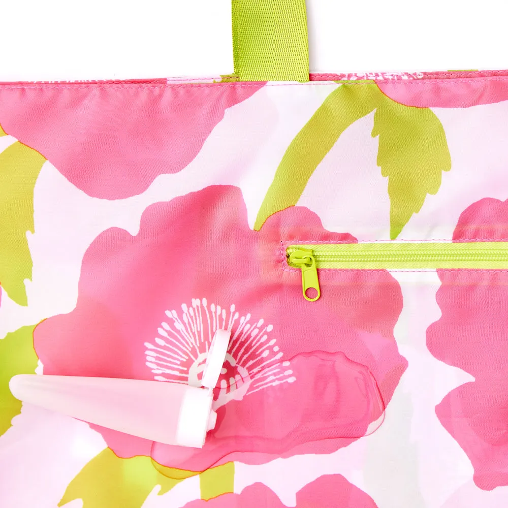 Poppies Pink Splash Proof Beach Bag