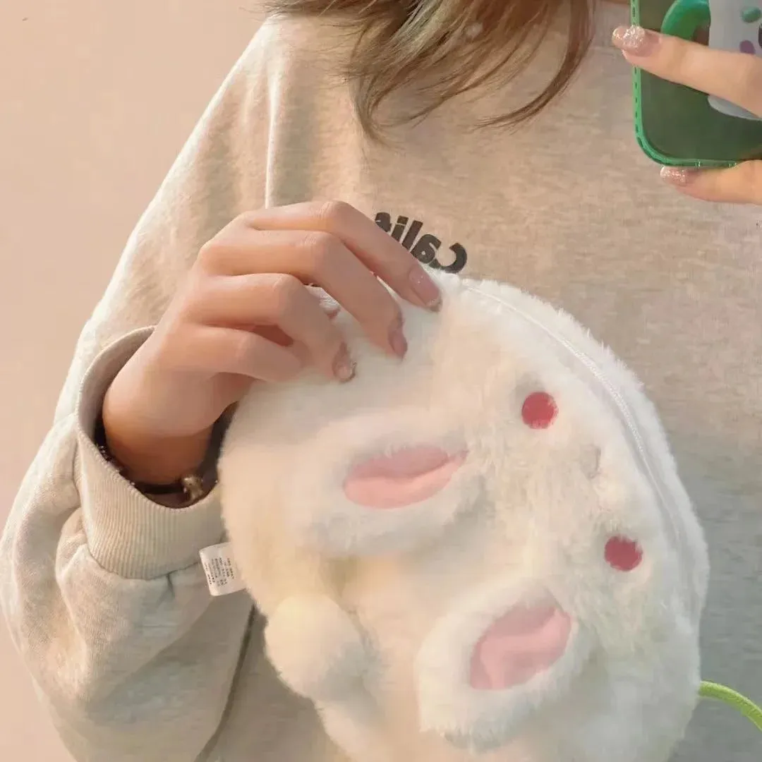 Sohiwoo Cute Plush Rabbit Bag Leisure Japanese Women's Bag Kawaii Shoulder Bags Mobile Phone Bag Storage Bag Crossbody Bag Satchels