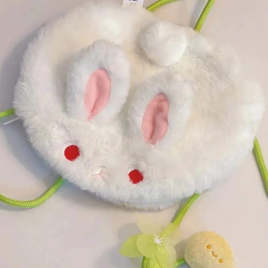 Sohiwoo Cute Plush Rabbit Bag Leisure Japanese Women's Bag Kawaii Shoulder Bags Mobile Phone Bag Storage Bag Crossbody Bag Satchels