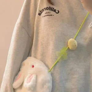 Sohiwoo Cute Plush Rabbit Bag Leisure Japanese Women's Bag Kawaii Shoulder Bags Mobile Phone Bag Storage Bag Crossbody Bag Satchels