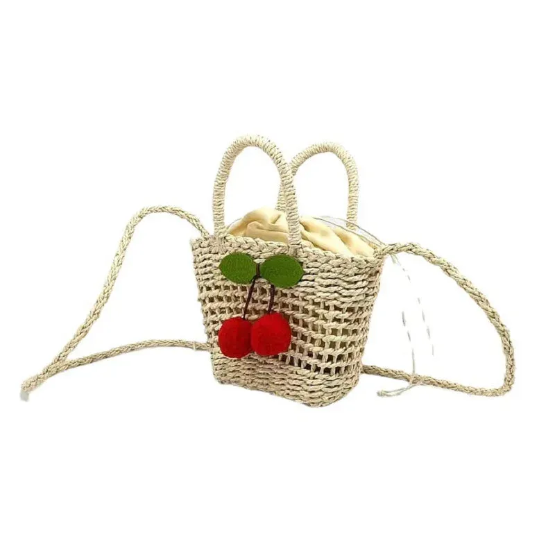 Sohiwoo Women Small Straw Bags Tote Ladies Summer Beach Hollow Out Basket Handbag Cell Phone Crossbody Straw Purse For Girls