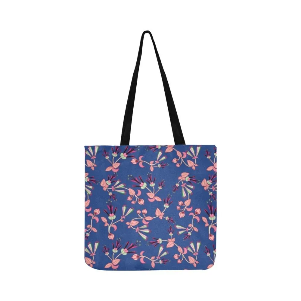 Swift Floral Peach Blue Reusable Shopping Bag (Two sides)