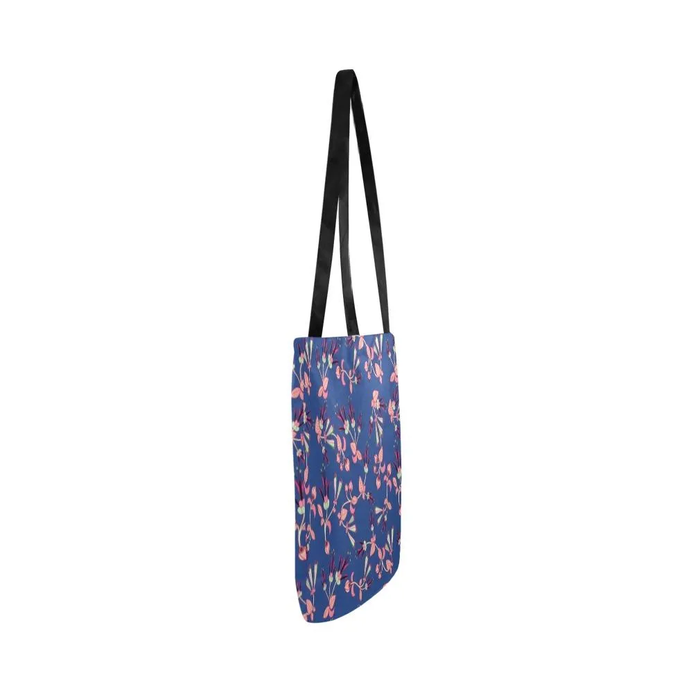 Swift Floral Peach Blue Reusable Shopping Bag (Two sides)