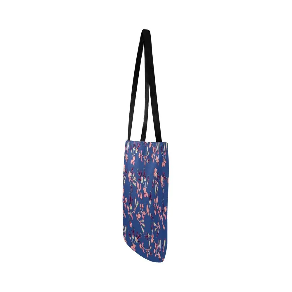 Swift Floral Peach Blue Reusable Shopping Bag (Two sides)