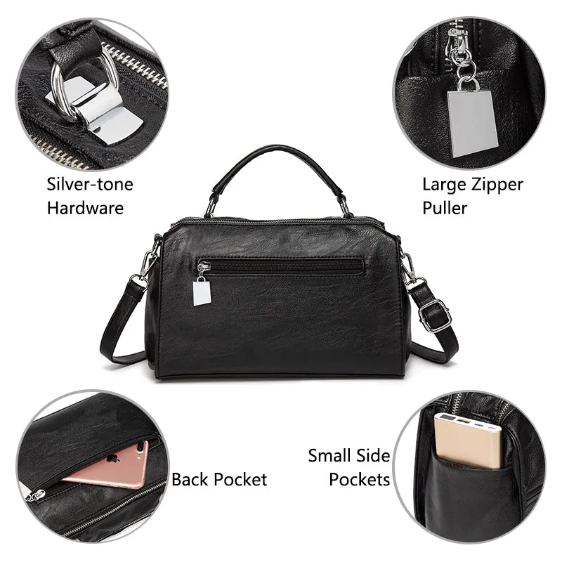 Vegan Leather Top Handle Handbag