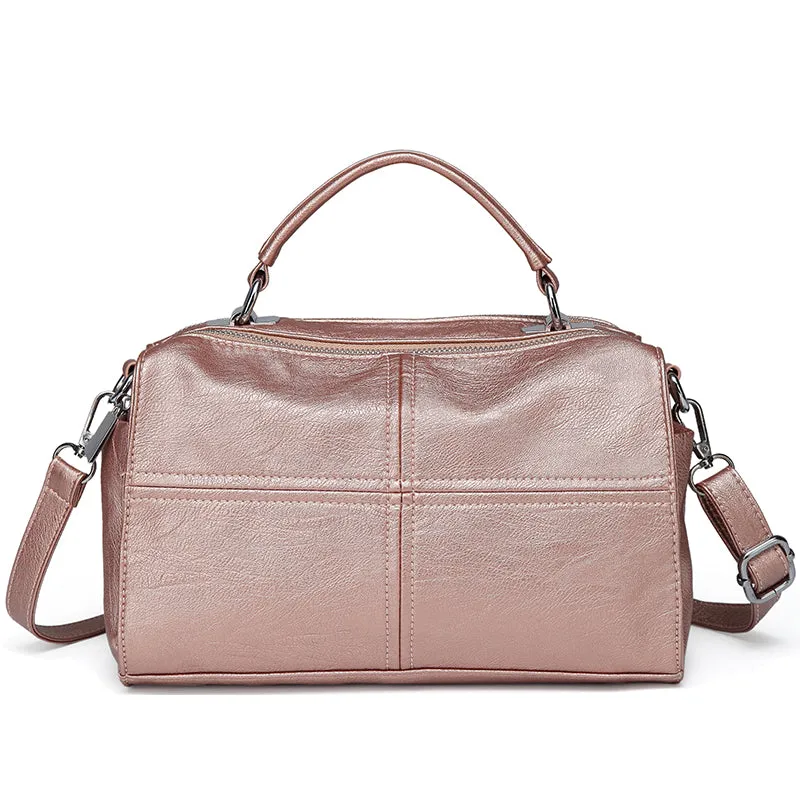 Vegan Leather Top Handle Handbag