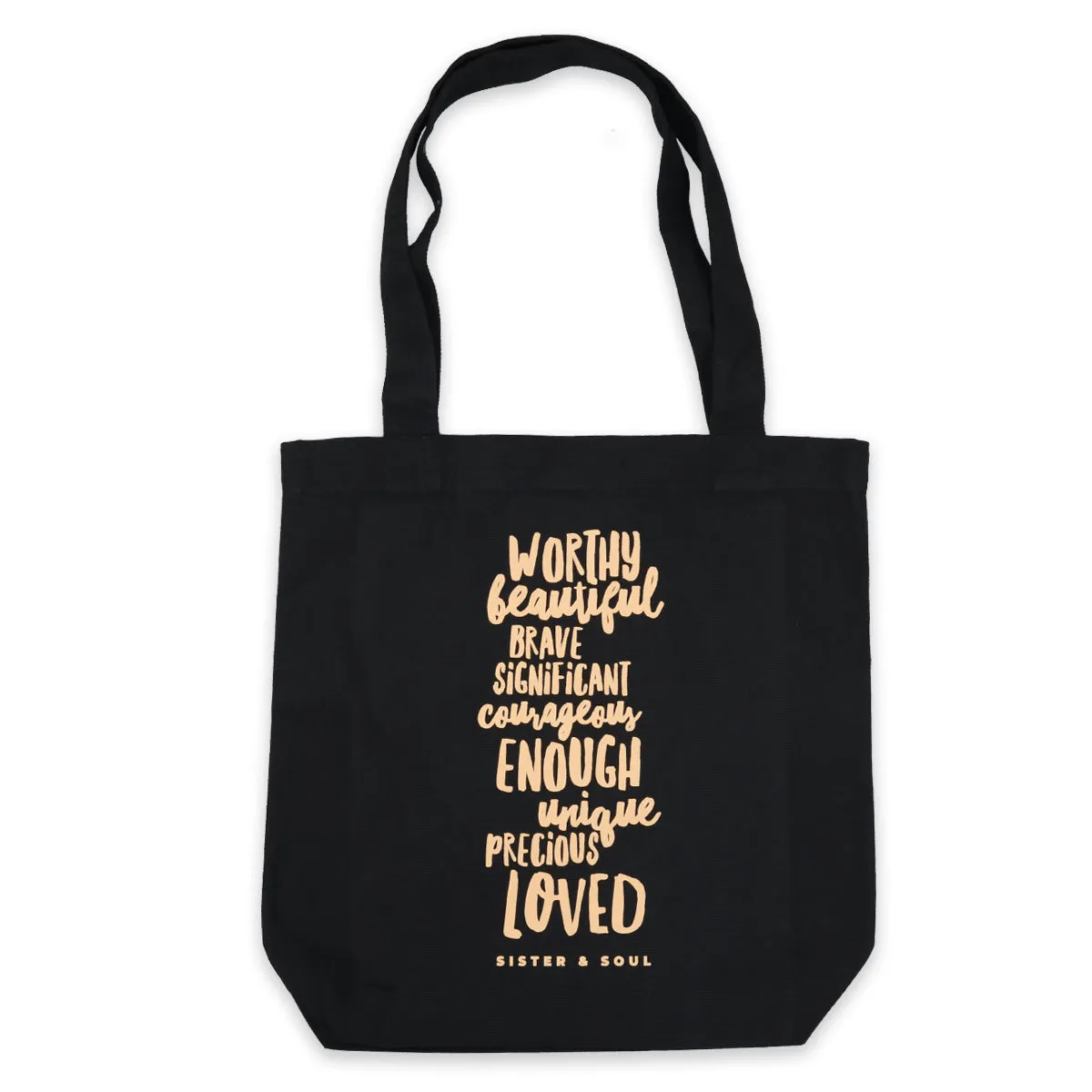 WORTHY BEAUTIFUL BRAVE - Canvas Tote Bag - Charcoal (B403)